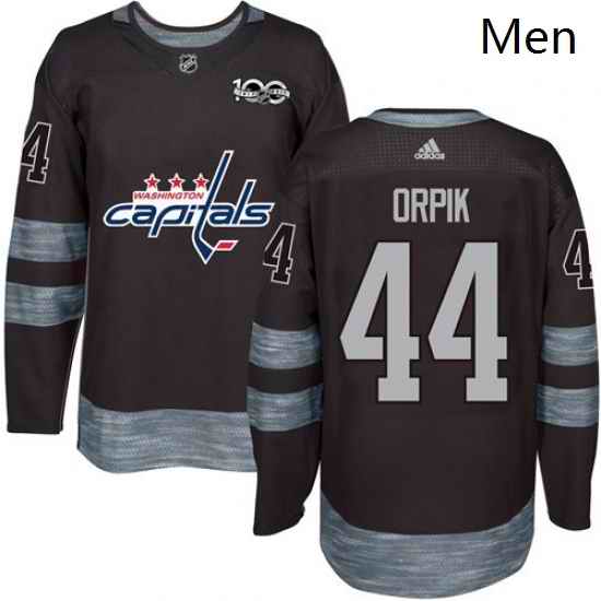 Mens Adidas Washington Capitals 44 Brooks Orpik Authentic Black 1917 2017 100th Anniversary NHL Jersey